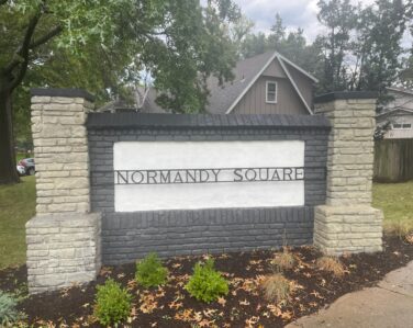 Normandy Square Sign made from sculpted concrete