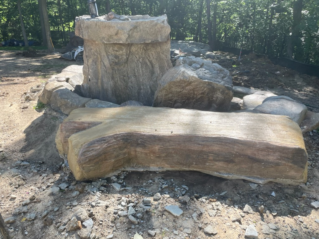Concrete Log Bench 2
